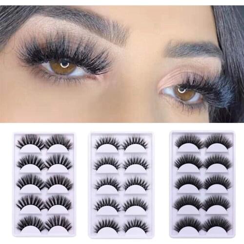 Dalin lash Lashes 5 Pairs 3D Faux Mink Lashes Fluffy Soft Wispy Volume Natural long False Eyelashes Eye Lashes Reusable Eyelash