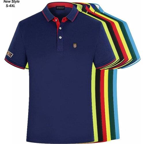 S-4XL Fashion New-Design Mens Short Sleeve Polos Shirts Casual Brand Polos Homme Embroidery-Logo Summer Slim Male Lapel Tops