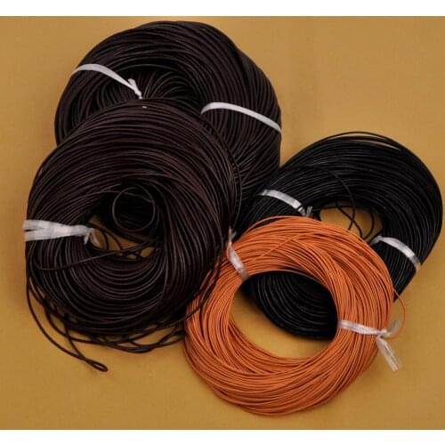 100m 1mm 1.5mm 2mm 3mm Black Dark Brown Coffee Primary Colors Round Genuine Leather Cord Jewelry Making Findings Accessories