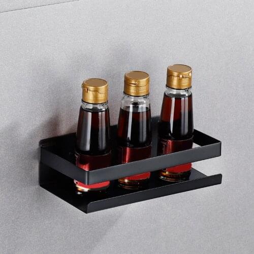 Stainless Steel Rack Wall-mounted Perforation-free Kitchen Seasoning Rack Bathroom Storage Rack Thickened Bottom Plate