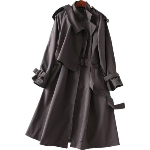 2019 Autumn Large Vintage Trench Coat Women Long Windbreaker Loose Coats Khaki Plus Free Size Whigh quality womens Trench Coat