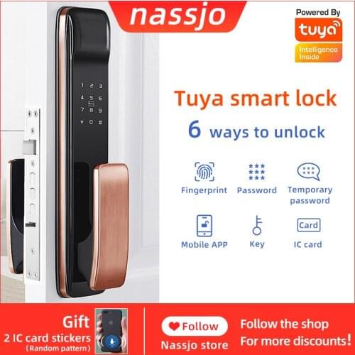 Nassjo Tuya Smart Fingerprint Door Lock Electric Digital Lock With Password Key IC Card Unlock Wifi Mobile App Remote Control
