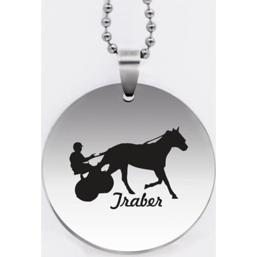 Ufine animal jewelry Jraber racing horse pendant army card round disc stainless steel customed necklace N4513