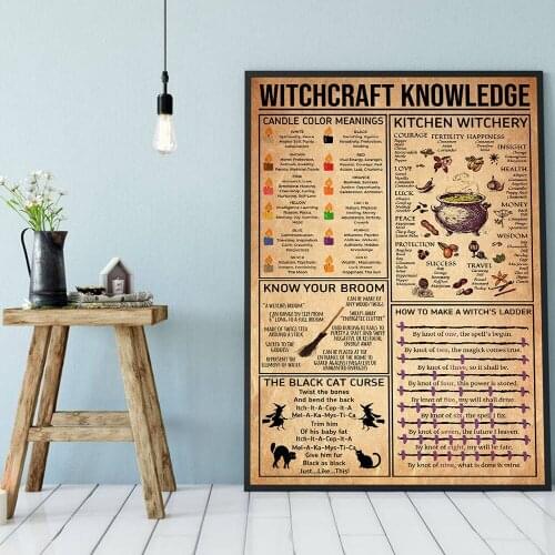 Kitchen Witchcraft Fun Posters and Prints Decorative Wall Pictures Black Cat Curses Artwork Painting Gifts Home Decor Frameless