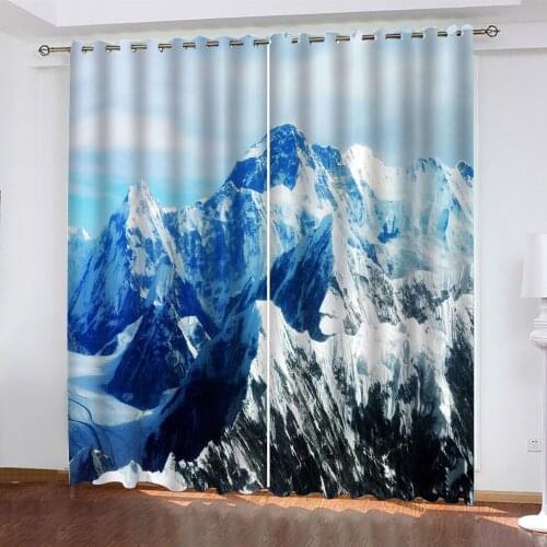Custom Size 3D Curtain Spectacular Snow Mountain Scenery Windows Curtains Backdrop Living Room Bedroom Kitchen Home Decor