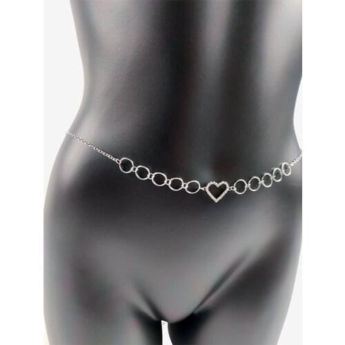 Goth Heart Waist Chain Belly Chain Punk Fashion Body Jewelry for Women Sexy Hollow Luxury Stage Accessories Dress Jewelry Gift