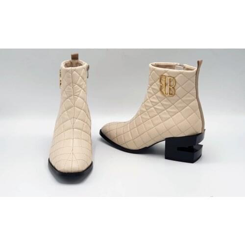 High Heel Black Beige Cream Leather Boots For Women Diomand Pattern B Buckle Luxery Bussiness Present Women Shoes Platform 2020 2021 Chunky buty Ladies Female Botines Floral Wedge