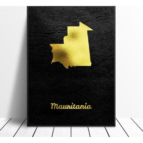 Golden Map Mauritania Canvas Painting Wall Art Pictures Prints Home Decor Wall Poster Decoration For Living Room