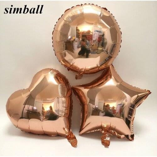 10pcs/lot 18 Inch Rose Gold Round Shape Party Ballon Foil Balloons Wedding Decoration Happy Birthday Inflatable Toys Air Balloon