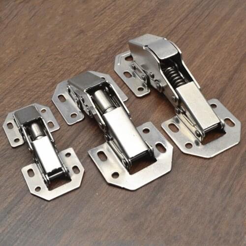 10PCS No Slotted Thick Door Wardrobe Bridge-type Open-mounted Bullet-cushioned Damping Cabinet Door Hinges