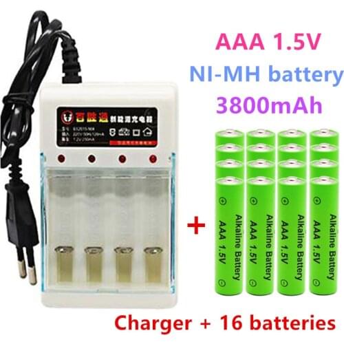 100% New 3800mAh AAA Alkaline Battery AAA rechargeable battery for Remote Control Toy Batery Smoke alarm with charger