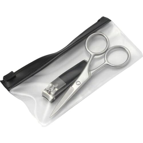 2 In 1 Professional Nail Clippers Cutter Manicure Set Grooming Nail Care Eyebrow Beard Scissors Set