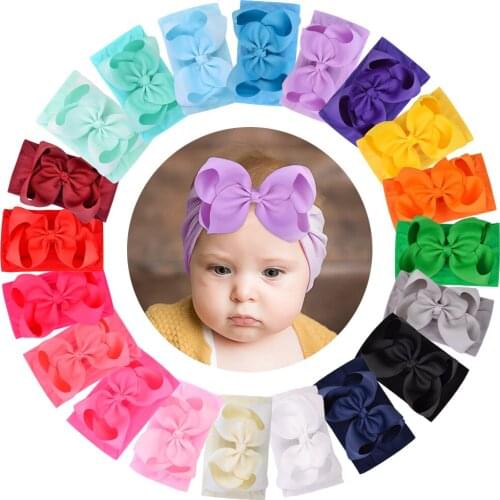2020 Large Bows Baby Headband Elastic Hair Band For Girls Newborn Solid Hair Band Turban Handmade Headwear Hair Accessories