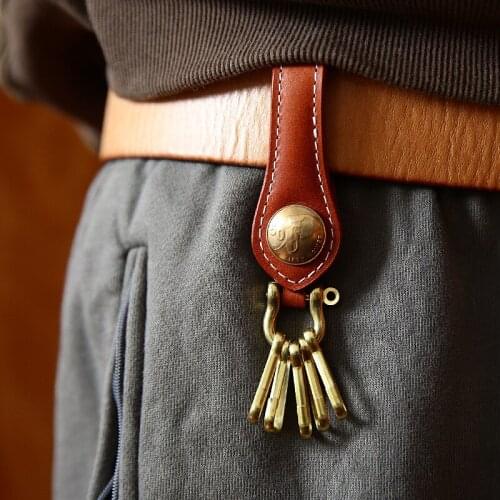 2021 Genuine Leather Key Wallet Holder For Men Male Cowhide Vintage Handmade Waist Keychain Organizer Housekeeper High Quality