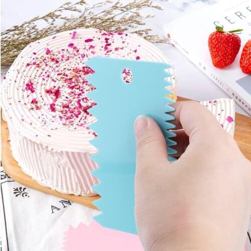 3PCS/Lot Dough Cake Cutter Slicer Spatula for Cake Cream Scraper Pasty Cutters Irregular Teeth Edge DIY Scraper