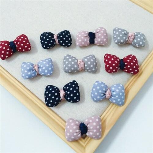 4cm 10pcs/lot cotton Wave point bow DIY Tie Shaped Appliques Satin Ribbon Bow Appliques Craft DIY Childrens hair clips