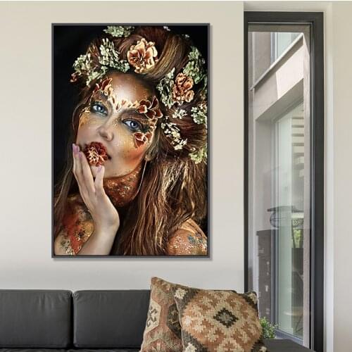 Abstract Watercolor Native Indian Portrait Canvas Painting Poster and Prints Scandinavian Wall Art Picture for Living Room Decor