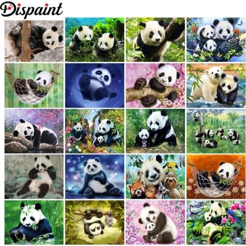Dispaint Diamond Painting "Animal panda landscape" Cross Stitch Custom Photo Diamond Embroidery Square Round Drill Home Decor