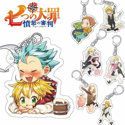 Anime The Seven Deadly Sins Meliodas Elizabeth Hawk Ban Gowther Diane Acrylic Pendant Keychain Figure Model Toy Gifts Cosplay