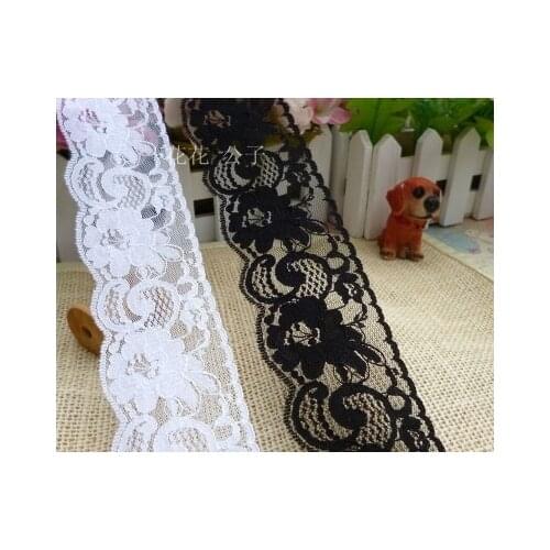 Free shipping 5cm Clothing accessories high quality Lace Black White Decoration Spandex Lace Trim 5m/lot