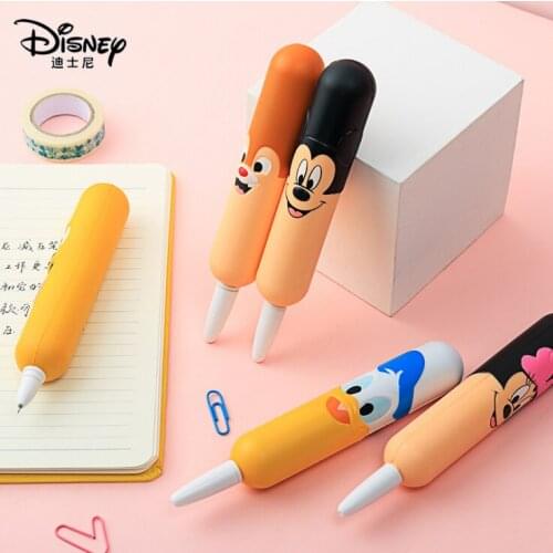 Disney 2021 New cartoon cute brush student pen stationery gel pen black 0.5mm character decompression pen Office School Pen
