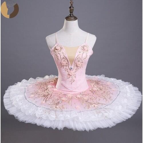 FLTOTURE Candy Pink Professional Ballet Tutu 10 Layers Pancake Skirt Sugar Plum Variation Ballet Nutcracker Costumes Tutus Sale