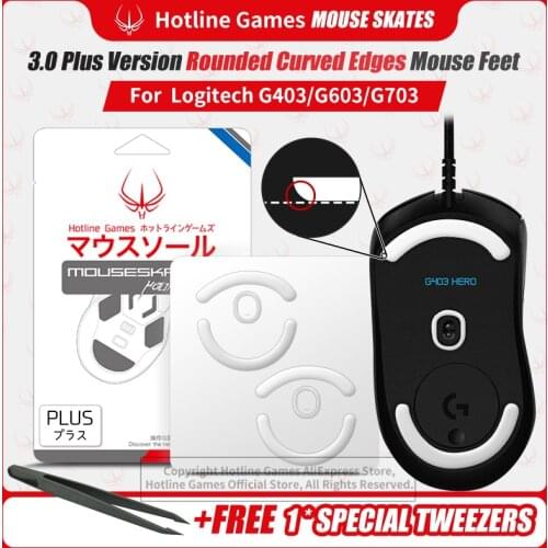 Hotline Games 3.0Plus Rounded Curved Edges Mouse Skates for Logitech G403 G603 G703 Gaming Mouse feet pad Replacement,0.7mm