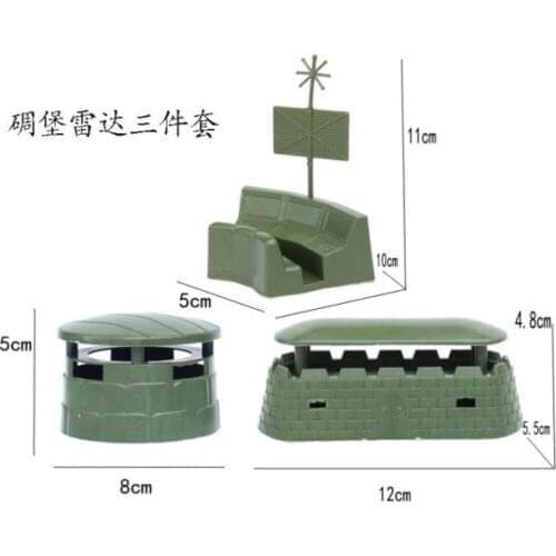 9pcs Mini Model Toy Bunkers Radar Model Set Army Men Accessories