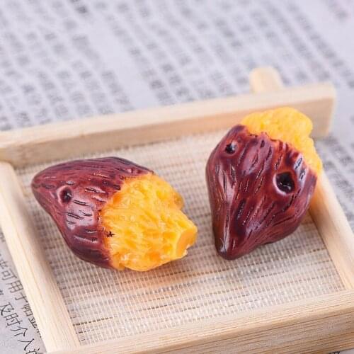10Pcs Simulation Roasted Sweet Potato Resin Cabochon Miniature Figurines Fake Food DIY Phone Decor Jewelry Making Accessories