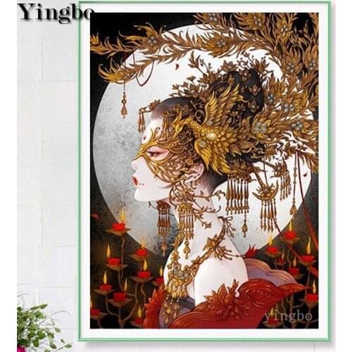 Classical Beauty abstract 5D Diy diamond painting kits cross stitch diamond Mosaic embroidery phoenix mask art decoration gift