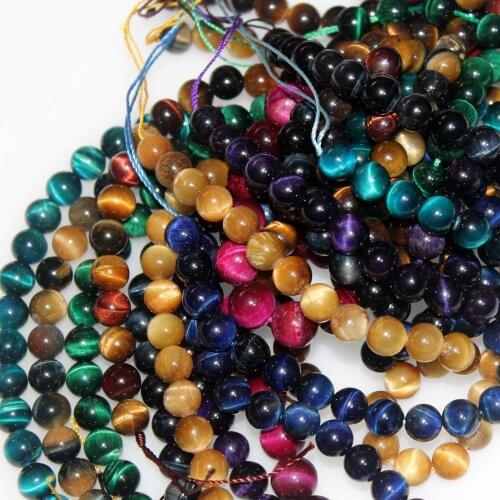Wholesale Natural Tiger Eye Beads Agates Stone Round Loose Beads 4 6 8 10 12 14mm for Jewelry Making Bracelet DIY Accessories