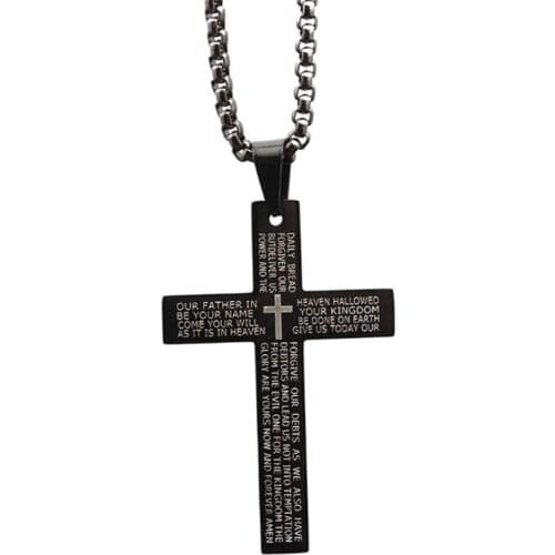 Hot Fashion Stainless Steel Pendant Christian Bible Prayer Cross Pendant Men Necklace Charming Gifts Jewelry