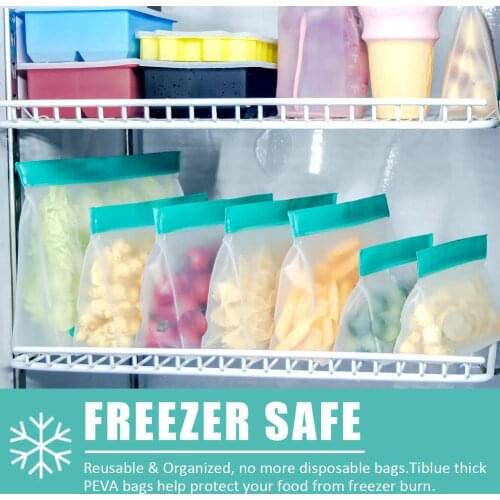 Reusable Silicone Food Storage Bags Stand Up Seal Ziplock Lunch Freezer Bag for Food Containers Home Kitchen Makeup Organizer