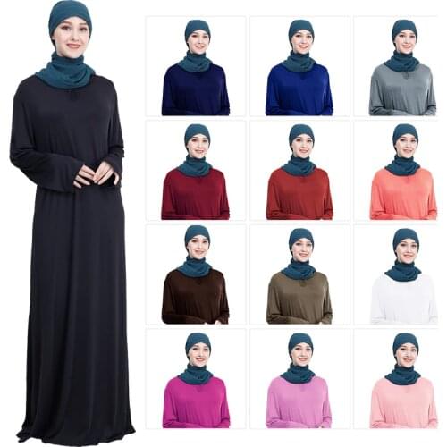 Muslim Dress Women Loose Red Blue Black Abaya Dubai Long Robe Tunic Kimono Jubah Middle East Arab Hijab Islamic Clothing