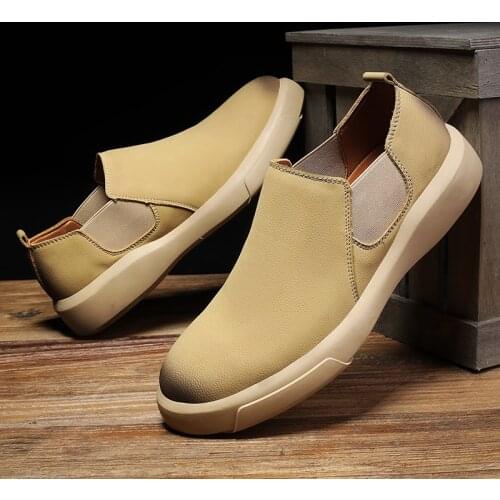 2021Men Basic Boots Leather Vintage Style Ankle Short Chelsea Boot Man Footwear Casual Men Boat Boots Brogue Shoes Oxfords Shoes