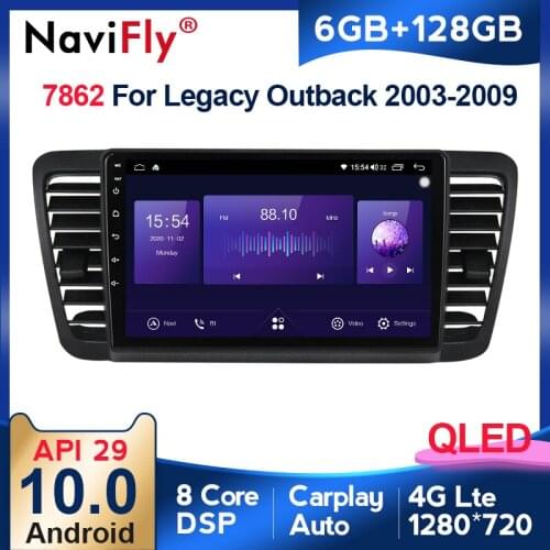 NaviFly 7862 QLED Screen 1280*720 Android 10.0 For Subaru Outback 3 Legacy 4 2003 - 2009 Car Radio Multimedia Video Player DSP