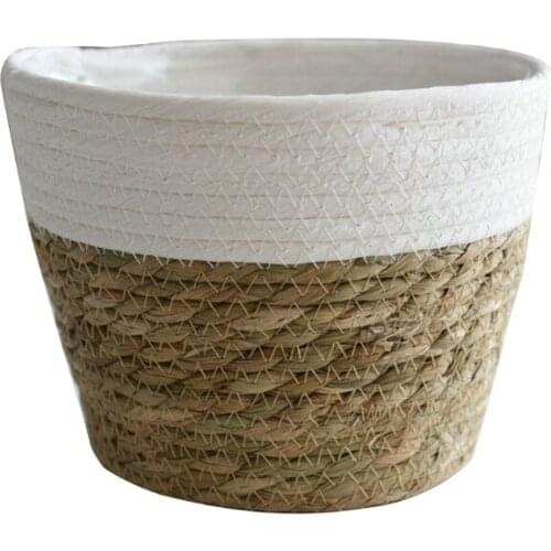 Nordic Handmade Straw Basket Laundry Picnic Toy Storage Macrame Woven Flower Pot