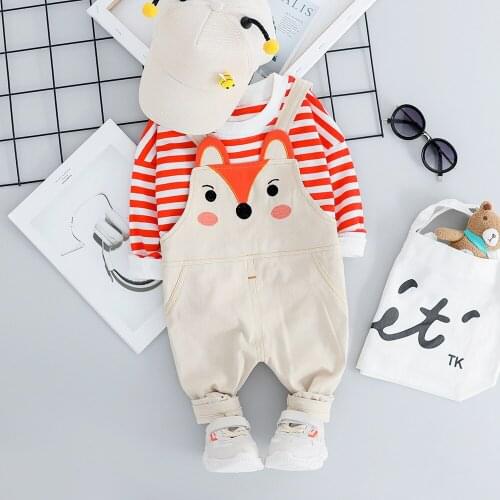 Baby Girl Clothes Kids Clothing Spring And Autumn Pattern Fox Overalls Two-Piece Suit For Boys And Girls Boy Suit Set