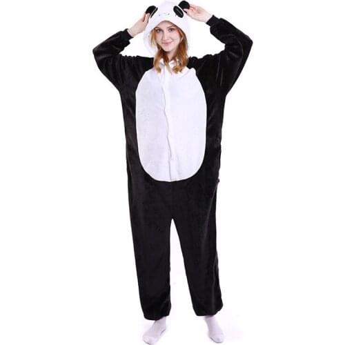 Sanderala Women Panda Onesie Pajamas Autumn Winter Flannel Animal Cute Funny Animal Unicorn Kongfu Nightgowns Sleepwear Homewear