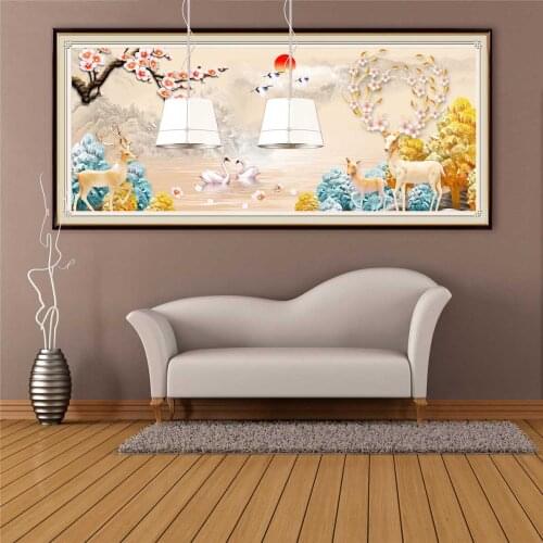 Full Square Round Drill 5D Diamond Painting Scenery Tree Deer Embroidery Cross Stitch Flower Rhinestone Mosaic Winter Home Decor