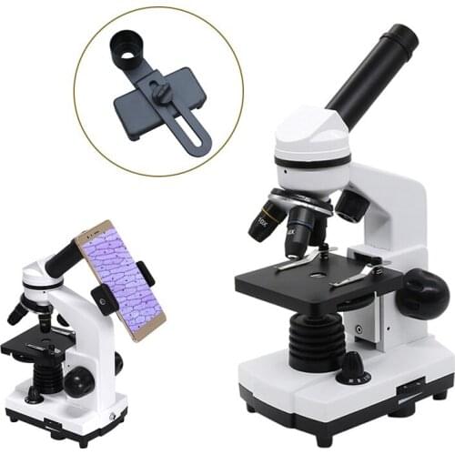 40X-1600X Professional Biological Microscope Compound LED Monocular Student Microscope Biological Exploration Smartphone Adapter