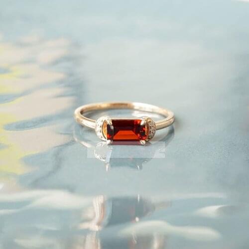 Independent design silver inlaid garnet opening adjustable ring wine red elegant charm ladies banquet jewelry