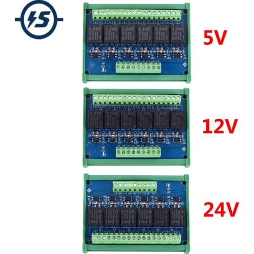 Relay Module High/Low Level Trigger Optocoupler Isolator 6-Channel 6Bit PLC Signal Converter with Rail DC 5V 12V 24V