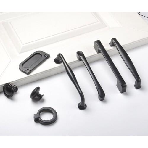 1PCS Aluminum Alloy Black Cabinet Handles and Knobs Wardrobe Drawer Door Pulls for Kids Furniture Hardware