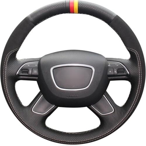 Hand Sew Black Genuine Leather Suede Car Steering Wheel Cover for Audi A3 8V Sportback A4 B8 Avant A6 C7 A8 D4 Q3 8U Q5 8R Q7