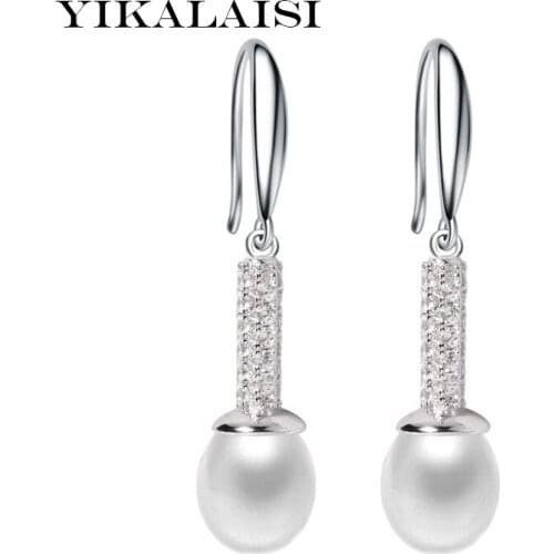 YIKALAISI 925 sterling silver pearl Jewelry earrings new real Natural long earrings fashion jewelry for Women 8-9mm gifts