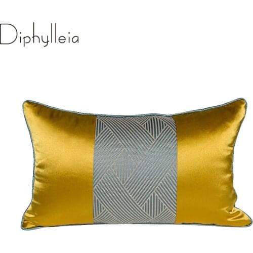 Diphylleia Silky Oriental Cushion Cover Sofa Living Room Satin New Chinese Style Gold Waist Lumbar Pillow Case Luxury Coussins