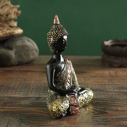 Buddha Statue Thailand Buddha Sculpture Gold Resin Hand Made Buddhism Hindu Fengshui Figurine Meditation Home Decor