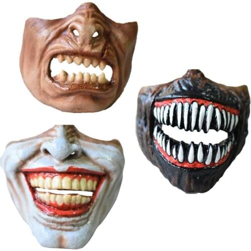 Horror Skull Jaw Masque Halloween Half Face Skeleton Cosplay Prop 3D Adult Masquerade Masks Skeleton Cosplay Prop