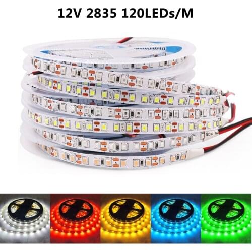 12V LED Lights 5M 2835 LED Strip Light DC12V RGB Led Tape Light 60 120 LEDs Flexible Ribbon Diode More Brighter Than 3528 5050